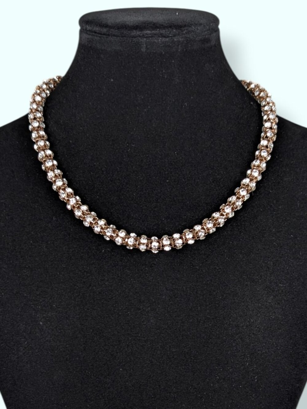 (2/$20) Cezanne White Rhinestone Metal Mesh Necklace